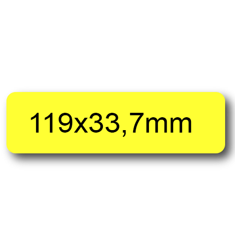 wereinaristea EtichetteAutoadesive, 119x33,7(33,7x119mm) Carta GIALLO, adesivo Permanente, angoli arrotondati, per ink-jet, laser e fotocopiatrici, su foglio A4 (210x297mm).