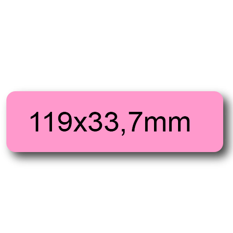 wereinaristea EtichetteAutoadesive, 119x33,7(33,7x119mm) Carta ROSA, adesivo Permanente, angoli arrotondati, per ink-jet, laser e fotocopiatrici, su foglio A4 (210x297mm).