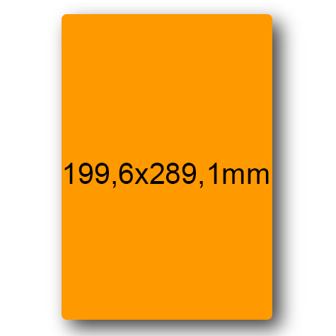 wereinaristea EtichetteAutoadesive, 199,6x289,1(289,1x199,6mm) Carta ARANCIONE, adesivo Permanente, angoli arrotondati, per ink-jet, laser e fotocopiatrici, su foglio A4 (210x297mm).