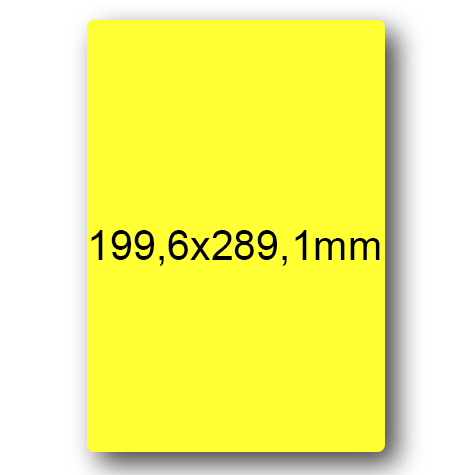 wereinaristea EtichetteAutoadesive, 199,6x289,1(289,1x199,6mm) Carta GIALLO, adesivo Permanente, angoli arrotondati, per ink-jet, laser e fotocopiatrici, su foglio A4 (210x297mm).