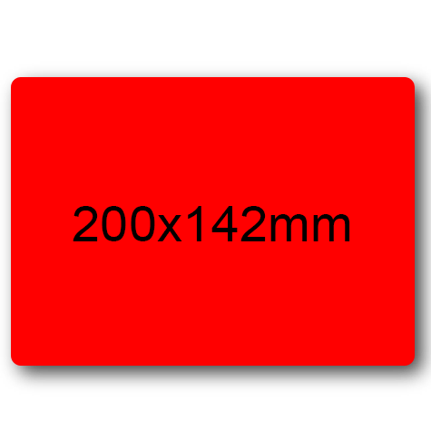 wereinaristea EtichetteAutoadesive, 200x142(142x200mm) Carta ROSSO, adesivo Permanente, angoli arrotondati, per ink-jet, laser e fotocopiatrici, su foglio A4 (210x297mm).