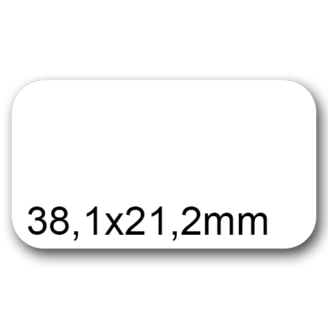 wereinaristea EtichetteAutoadesive, 38,1x21,2(21,2x38,1mm) CartaBIANCA Adesivo Permanente, angoli arrotondati, per ink-jet, laser e fotocopiatrici, su foglio A4 (210x297mm).
