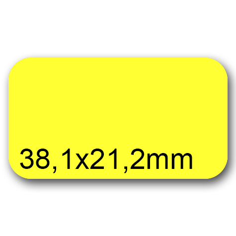 wereinaristea EtichetteAutoadesive, 38,1x21,2(21,2x38,1mm) CartaGIALLA Adesivo Permanente, angoli arrotondati, per ink-jet, laser e fotocopiatrici, su foglio A4 (210x297mm).