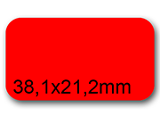 wereinaristea EtichetteAutoadesive, 38,1x21,2(21,2x38,1mm) CartaROSSA Adesivo Permanente, angoli arrotondati, per ink-jet, laser e fotocopiatrici, su foglio A4 (210x297mm) bra3174RO