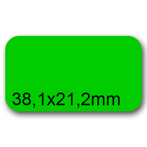wereinaristea EtichetteAutoadesive, 38,1x21,2(21,2x38,1mm) CartaVERDE Adesivo Permanente, angoli arrotondati, per ink-jet, laser e fotocopiatrici, su foglio A4 (210x297mm).