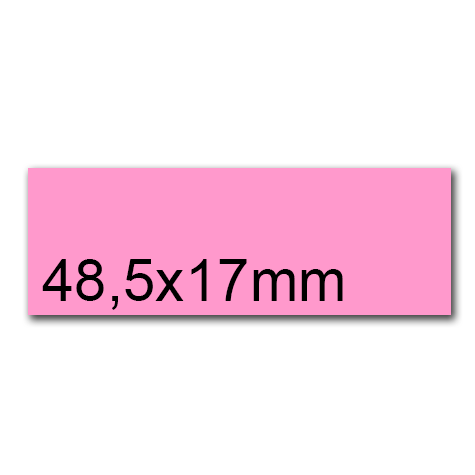 wereinaristea EtichetteAutoadesive, 48,5x17(17x48,5mm) Carta ROSA, adesivo Permanente, angoli a spigolo, per ink-jet, laser e fotocopiatrici, su foglio A4 (210x297mm).