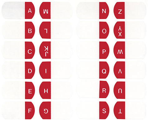 gbc Cavalierino autoadesivo colorato ROSSO, lettere A-Z, contiene 3 fogli A-M e contiene 3 fogli N-Z.