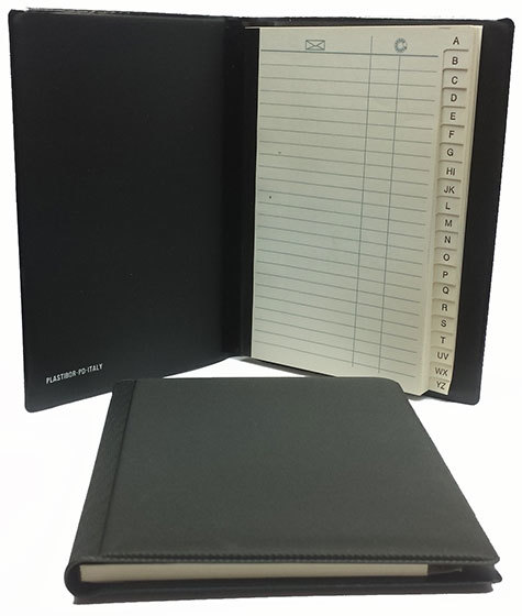 gbc Rubrica telefonica Plastibor, NERO Formato: 14x18 cm, in similseta NERA, con 48 pagine.
