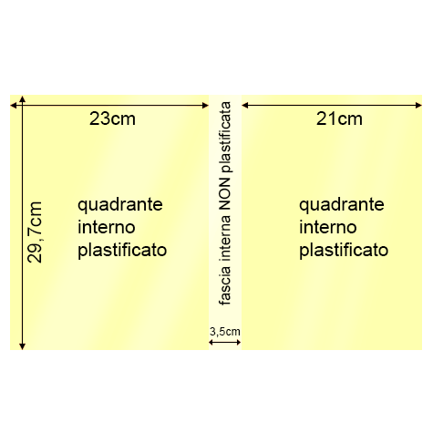 legatoria Cartoncino RismaLuce Plastificata Favini, GIALLINO Con riserva non plastificata per adesione, formato A3L (29,7x51cm), 230grammi x mq (Cartoncino 200gr + plastificazione 30gr).