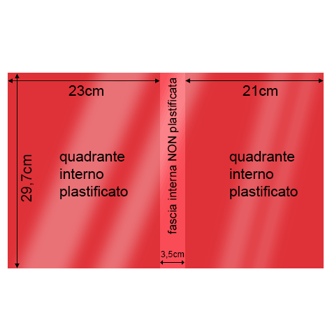 legatoria Cartoncino RismaLuce Plastificata Favini, ROSSO CHIARO Con riserva non plastificata per adesione, formato A3L (29,7x51cm), 230grammi x mq (Cartoncino 200gr + plastificazione 30gr).