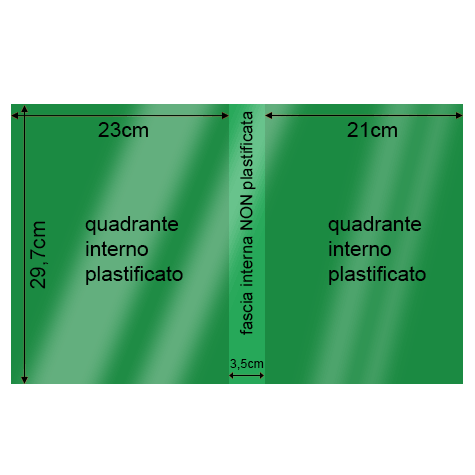 legatoria Cartoncino RismaLuce Plastificata Favini, VERDE Con riserva non plastificata per adesione, formato A3L (29,7x51cm), 230grammi x mq (Cartoncino 200gr + plastificazione 30gr).