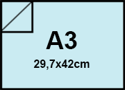 carta CartoncinoPLASTIFICATO RismaLuceFavini, a3, 230gr, AZZURRINO Formato a3 (29,7x42cm), 230grammi x mq, (200cartoncino+30plastificazione) BRA414a3