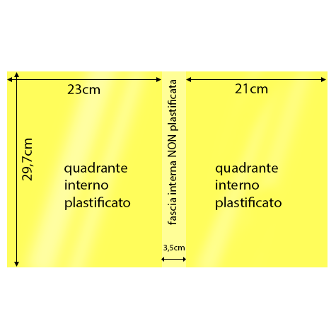 legatoria Cartoncino Sirio Plastificato Fedrigoni, GIALLO Con riserva non plastificata per adesione, formato A3L (29,7x51cm), 320grammi x mq (Cartoncino 290gr + plastificazione 30gr).