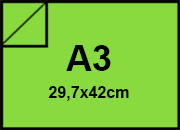 carta Cartoncino SirioFedrigoni. VERDE-ACIDO. a3. 250gr Verde Acido, formato a3 (29,7x42cm), 250grammi x mq.