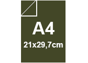 carta Cartoncino SirioFedrigoni. VERDE-OLIVA. A4. 250gr Verde Oliva, formato A4 (21x29,7cm), 250grammi x mq bra428
