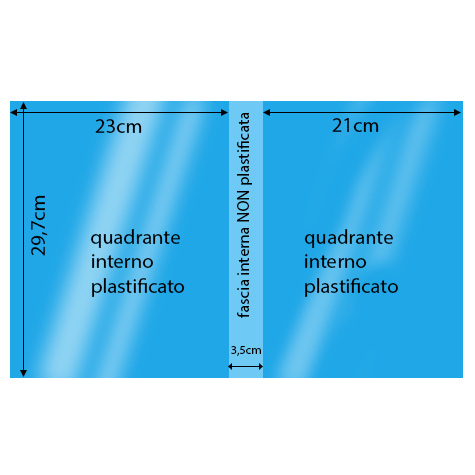 legatoria Cartoncino Sirio Plastificato Fedrigoni, AZZURRO Con riserva non plastificata per adesione, formato A3L (29,7x51cm), 320grammi x mq (Cartoncino 290gr + plastificazione 30gr).