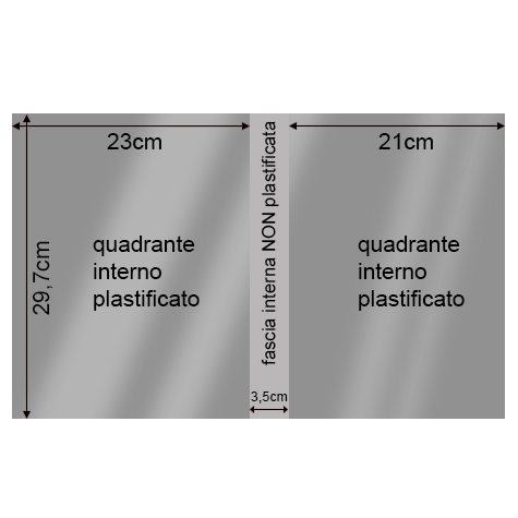 legatoria Cartoncino Sirio Plastificato Fedrigoni, GRIGIO Con riserva non plastificata per adesione, formato A3L (29,7x51cm), 280grammi x mq (Cartoncino 250gr + plastificazione 30gr).