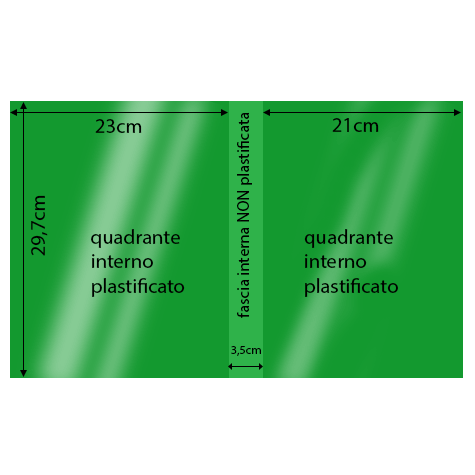 legatoria Cartoncino Sirio Plastificato Fedrigoni, VERDE Con riserva non plastificata per adesione, formato A3L (29,7x51cm), 280grammi x mq (Cartoncino 250gr + plastificazione 30gr).