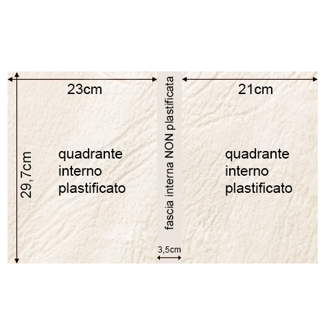 legatoria Copertina flessibile per brossura, plastificata con riserva BIANCO, formato 297x485mm, 270grammi x mq, Similpelle Venata Fedrigoni.