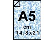carta Trasparenti A5 in PVC da 300 micron clear con fiorellini BLU, formato A5 (14,8x21cm).