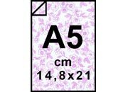 carta Carta Trasparenti A4 in PVC da 300 micron clear con fiorellini FUCSIA, formato A5 (14,8x21cm) bra496A5