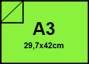 carta Cartoncino Burano PRATO, a3, 200gr Verde Prato 54, formato a3 (29,7x42cm), 200grammi x mq BRA820a3