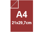 carta Cartoncino Burano INDIANO, A4, 250gr Rosso Indiano 69, formato A4 (21x29,7cm), 250grammi x mq bra856