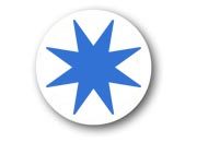 wereinaristea Bollini autoadesivi, Azzurro, diametro mm 14, con stella a 8 punte in foglietti formato 130x165mm, 63 etichette per foglio.