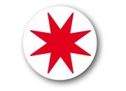 wereinaristea Bollini autoadesivi, Rosso, diametro mm 22, con stella a 8 punte in foglietti formato 130x165mm, 30 etichette per foglio bra1655