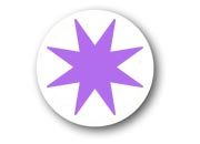 wereinaristea Bollini autoadesivi, Viola, diametro mm 14, con stella a 8 punte in foglietti formato 130x165mm, 63 etichette per foglio.