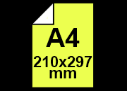 carta Cartoncino Fluorescente Giallo09, A4, 275gr Formato A4 (21x29,7cm), 1 lato colorato, 1 lato bianco, 275grammi x mq bra379