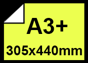 carta Cartoncino Fluorescente Giallo09, a3+, 275gr Formato a3+ (30,5x44cm), 1 lato colorato, 1 lato bianco, 275grammi x mq bra379a3+