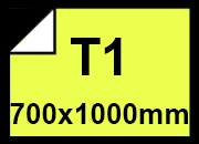 carta Cartoncino Fluorescente Giallo09, t1, 275gr Formato t1 (70x100cm), 1 lato colorato, 1 lato bianco, 275grammi x mq.