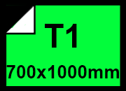 carta CartaAdesiva, Fluorescente, VERDE, t1, 90gr formato t1 (70x100cm), 90grammi x mq, retro 90grammi x mq.