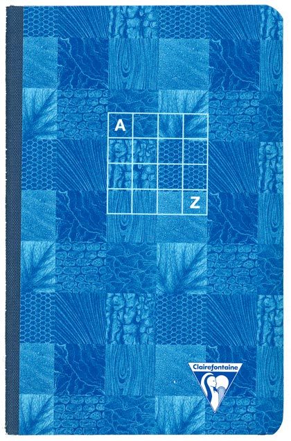 carta Rubrica A-Z a filo refe, dorso in tela, righe da 7mm formato 110x170mm, in carta speciale Clairefontaine Papier Vélin Velouté 90gr, rigatura L7, 108 fogli.