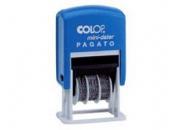 gbc Timbro datario + pagato s160/l1 autoinchiostrante colop Minidatario autoinchiostrante con testo ``pagato``. altezza dei caratteri 4mm. tampone di ricambio : e/10; e/10-2 bicolore.