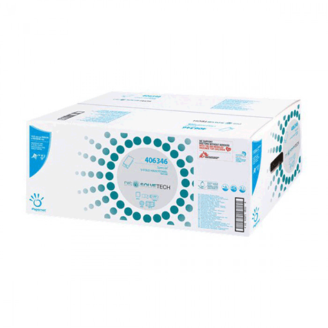 carta Asciugamani piegati a V DissolveTech BIANCO NATURALE 100% riciclato, qualit special, 1 velo, goffratura micro, per uso alimentare, altezza 23cm, lunghezza 24,50cm.