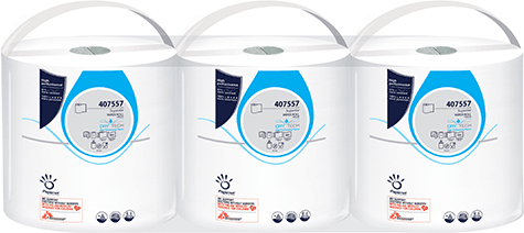 carta Rotoli asciugatutto industriali qualit superior, 2 veli, goffratura micro, per uso alimentare, altezza 23,4cm, lunghezza 38cm, diametro 25cm, 400 strappi.