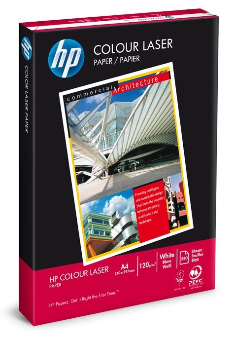 carta CartaColourLaserPaper, HP, BIANCA A3, 100gr   qualit� di stampa superiore e eccezionale definizione dell&rsquo;immagine, sbiancata con il metodo ECF, certificata ISO 9706, PEFC e Ecolabel, superficie eccezionalmente liscia (140), eccezionale opacit� (95), spessore 109mm:1000, elevato grado di bianco (168).