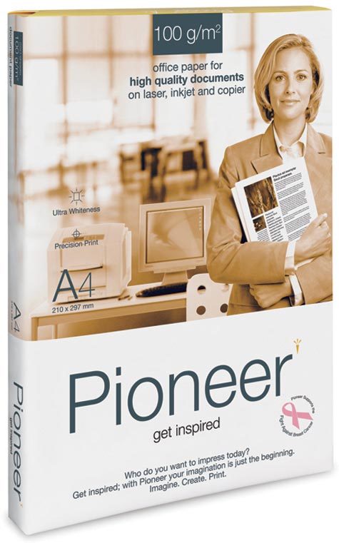 carta CartaFotocopie PortucelSoporcel Pioneer, 100grammi, formatoA3  (297x420mm), prodotta con cellulosa di eucalipto, sbiancata con il metodo ECF, certificata ISO 9706, elevato grado di bianco (171), lelevata opacit permette stampe fronte-retro senza rischio di trasparenze (96), grado di liscio (140), spessore 123mm:1000.