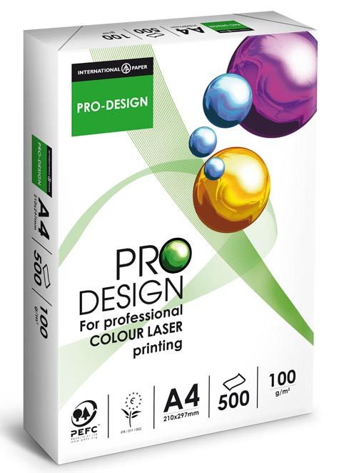 carta CartaLaser InternationalPaper ProDesign, 90grammi, a5 formato a5 (148x210mm). Carta per laser a colori, fotografica perfetta per le stampe digitali a colori, sbiancata con il metodo ECF, certificata ISO 9706, PEFC e Ecolabel, standard di Carta per laser a colori, elevatissimi, grado di liscio 140, opacit 95, spessore 109mm:1000, punto di bianco 168.