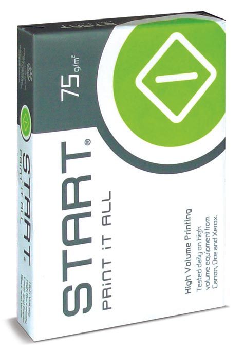 carta Carta per fotocopie Portucel Soporcel Start, 75 grammi, formato A3 (297x420mm) prodotta con cellulosa di eucalipto, sbiancata con il metodo ECF, certificata ISO 9706, elevato grado di bianco (160), eccezionali caratteristiche di spessore (107mm:1000), opacit (93), grado di liscio (200), grande risparmio di materie prime utilizzate.