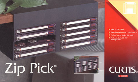 gbc CD Pick. Curtis. Contenitore per 10 CD. appendibile su ripiano. Estrazione dei CD a molla. possono essere agganciati tra loro: 23x14x10cm.