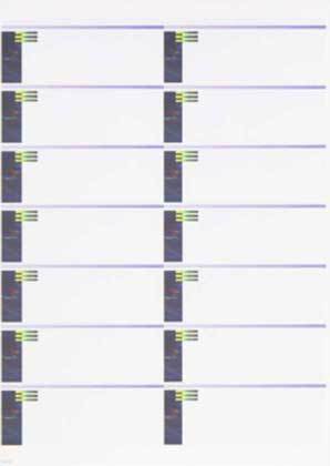 carta Etichette autoadesive in carta, COMMANDER, 38x99mm 14 etichette per foglio, adesivo permanente, angoli retti, per stampanti Ink-Jet, Laser e fotocopiatrici.