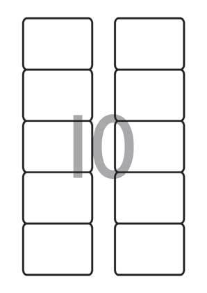 carta Etichette autoadesive in carta BIANCA,  52x70mm, white 10 etichette per foglio, adesivo permanente, angoli arrotondati, per stampanti Ink-Jet, Laser e fotocopiatrici.