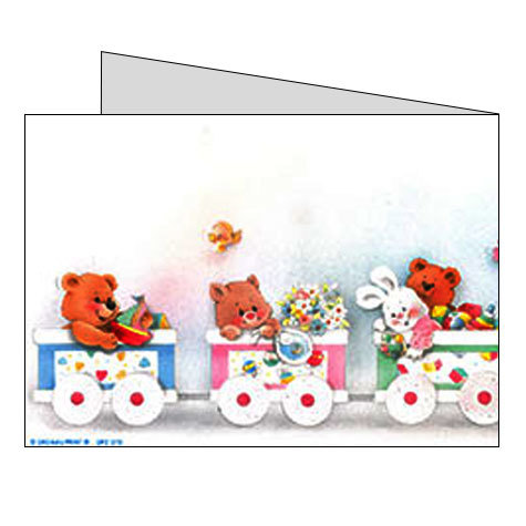 carta Biglietti di partecipazione a tema nascite -baby train- per stampanti laser & inkjet. 50 partecipazioni + 50 buste + 56 etichette per buste,  formato a4 (21x29,7 cm), 135 gr x mq personalizzato a tema.