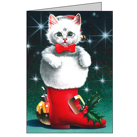 carta Biglietti di partecipazione a tema natalizio -Christmas Kitten- per stampanti laser & inkjet. 50 partecipazioni + 50 buste + 56 etichette per buste,  formato a4 (21x29,7 cm), 135 gr x mq personalizzato a tema.