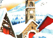 carta Biglietti di partecipazione a tema natalizio -White Village- per stampanti laser & inkjet. 50 partecipazioni + 50 buste + 56 etichette per buste,  formato a4 (21x29,7 cm), 135 gr x mq personalizzato a tema DEC390