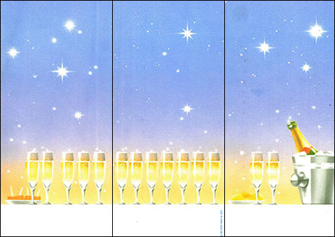 carta Cartoncino piegato in 3 con soggetto -cheers- per stampanti laser & inkjet. Foglio A4 piegabile in A5, 165gr x mq, personalizzata a tema.