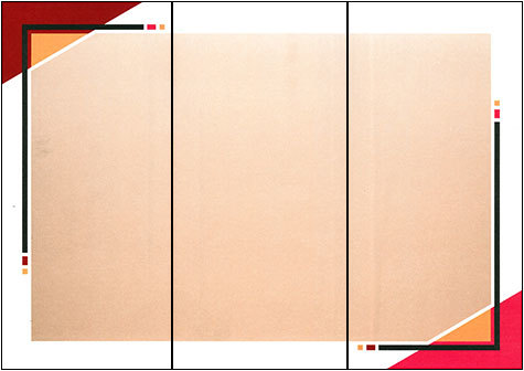 carta Cartoncino piegato in 3 con cornice -wide angle- per stampanti laser & inkjet. Foglio A4 piegabile in A5, 165gr x mq, personalizzata a tema.